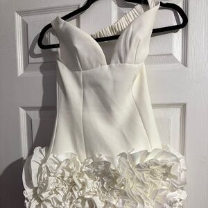 Ruffle ivory off-shoulder dress